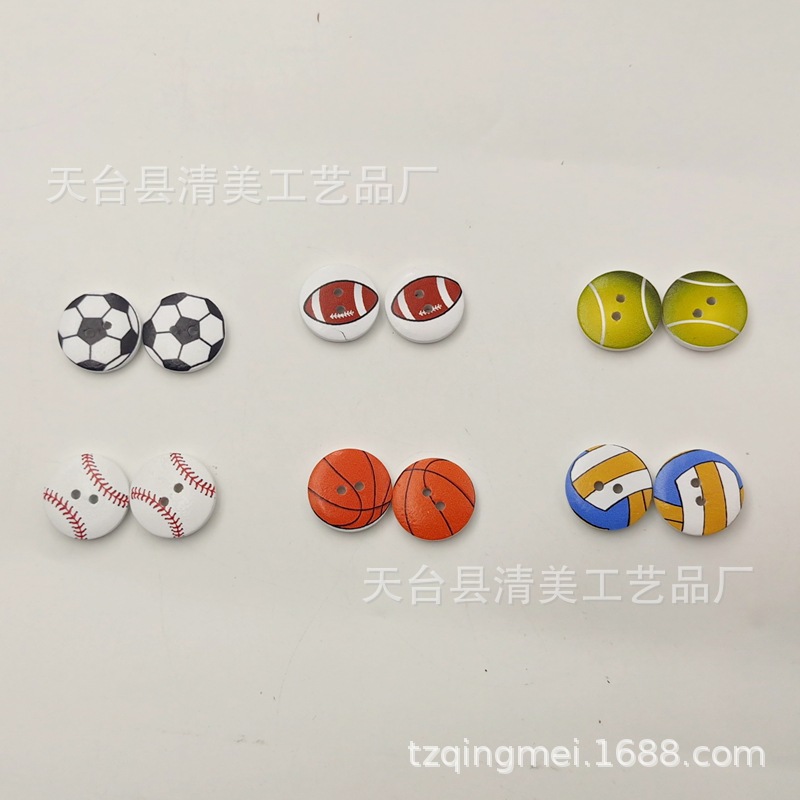 Bola colorida 20mm fondo blanco impreso botón esférico botón de madera múltiples botones esféricos 50 un paquete