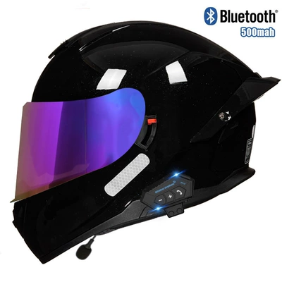 Motosiklet kaskı (dəbilqə) – certification motorcycle helmet double - star-black-color-mirror-bluetooth-m