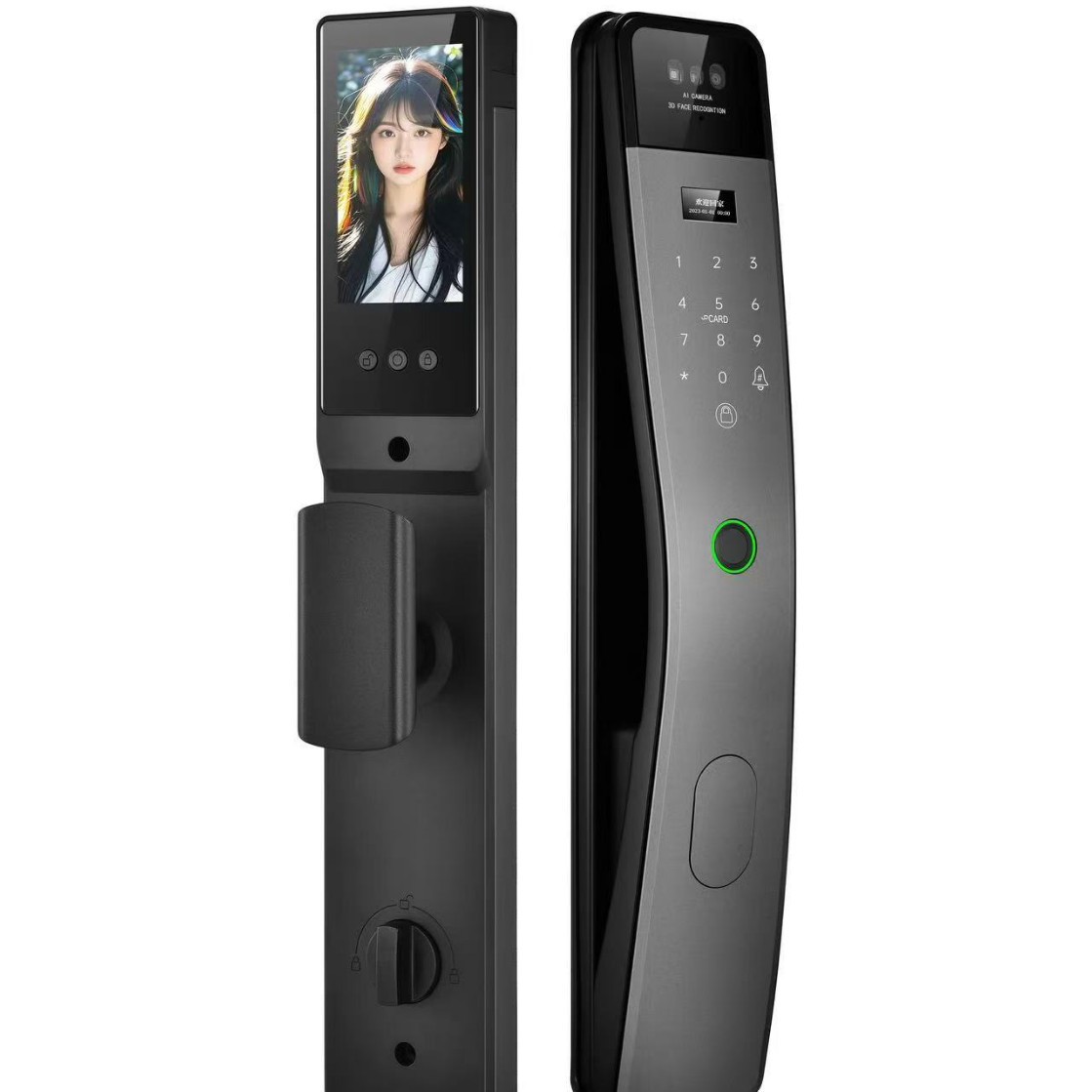 Intercomunicación facial de monitoreo de huellas dactilares cerradura puerta antirrobo doméstica cerradura inteligente visual 5 pulgadas cerradura de puerta electrónica cerradura de puerta electrónica