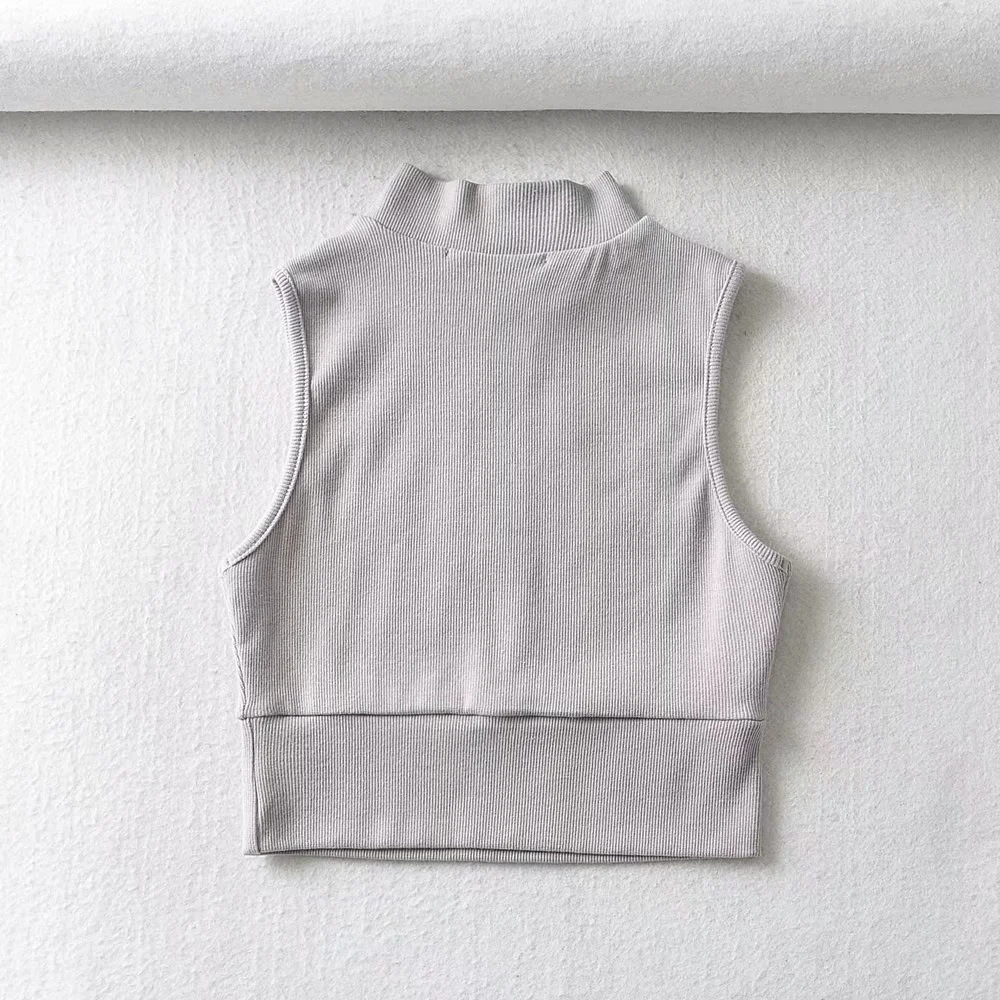 high neck tight-fitting zipper vest NSAC24886