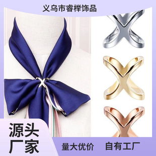 Factory creative beige gold-plated scarf buckle multi-purpose cross hollow glossy scarf square scarf shawl buckle