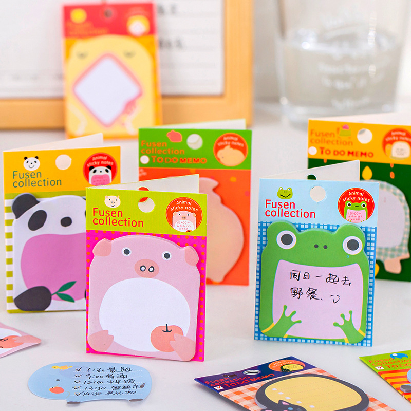 Lindo animal pegajoso Nota de dibujos animados N-Times pegatinas creativo especial en forma de nota de estudiante de papel nota especial en forma de mensaje pegatinas