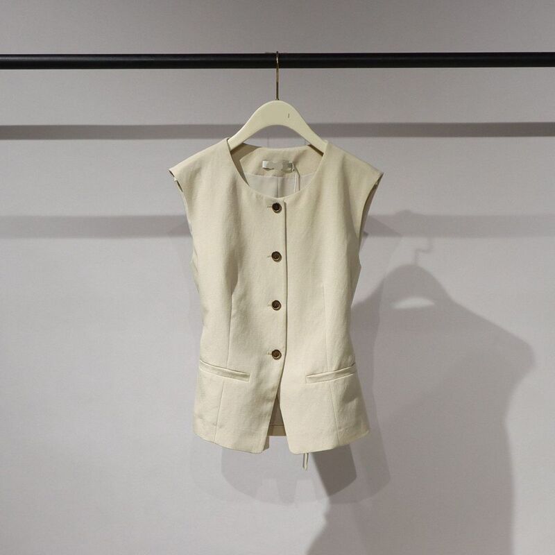 Mm Mai Mai 2026 Summer New Style Sleeveless Round Neck Belt Fashion Vest Jacket Top for Women 3H4310521