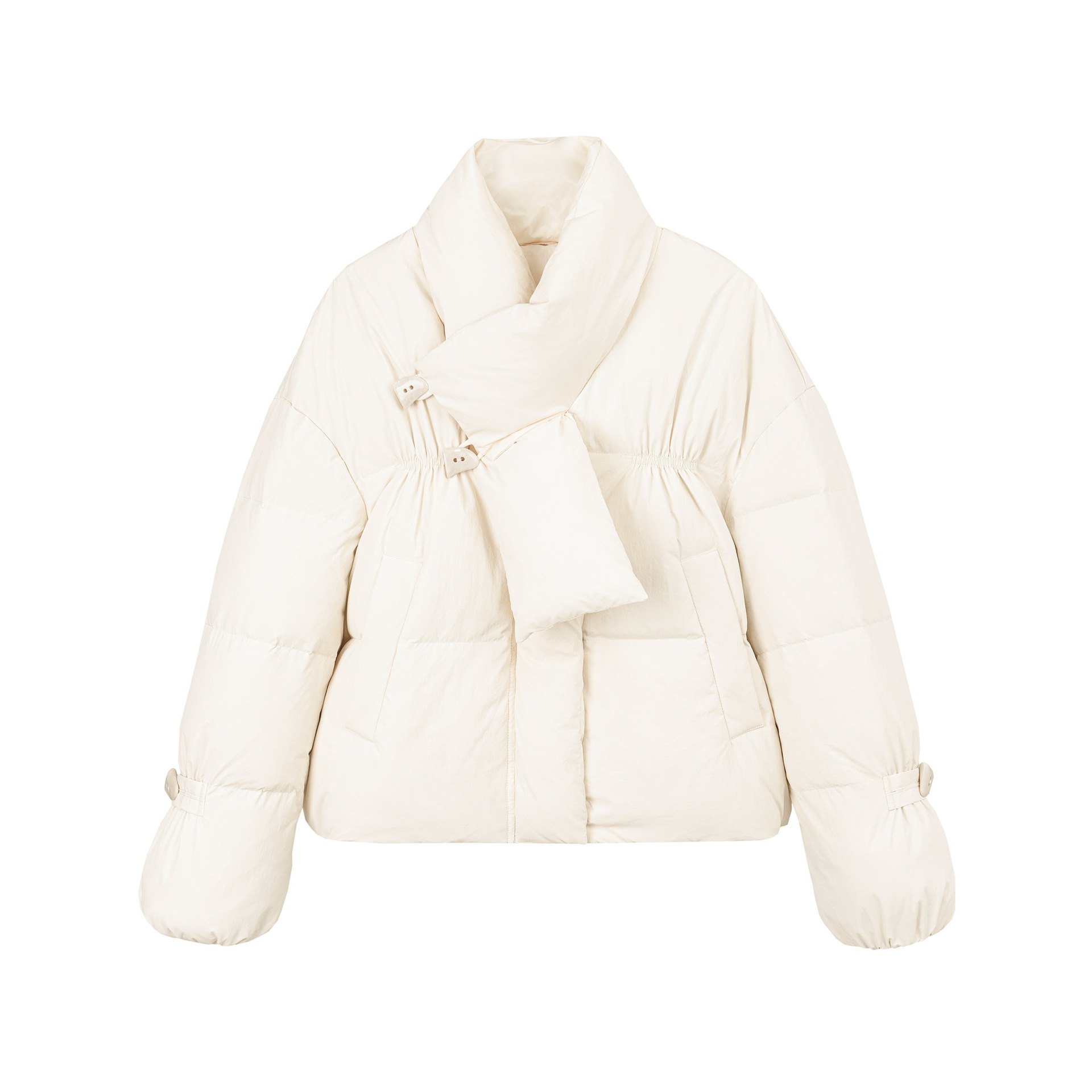 2025 Korean Style New Scarf Style White Duck down Jacket Women's Short Fashionable Versatile Thickeneded Winter Jacket