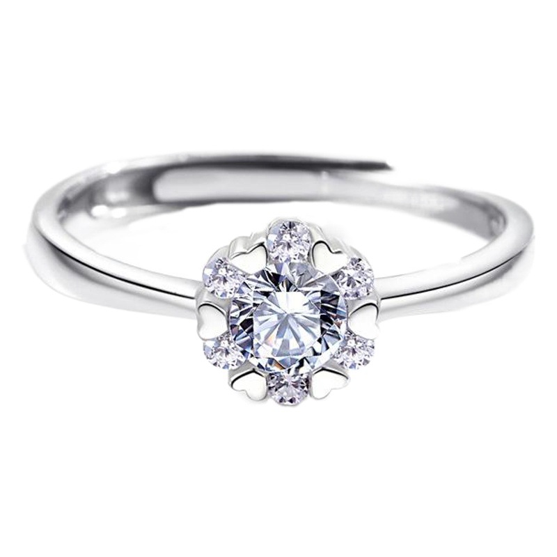 S925 plata esterlina anillo de copo de nieve estilo japonés y coreano diamante simple pétalo personalidad anillo moda joyería de moda