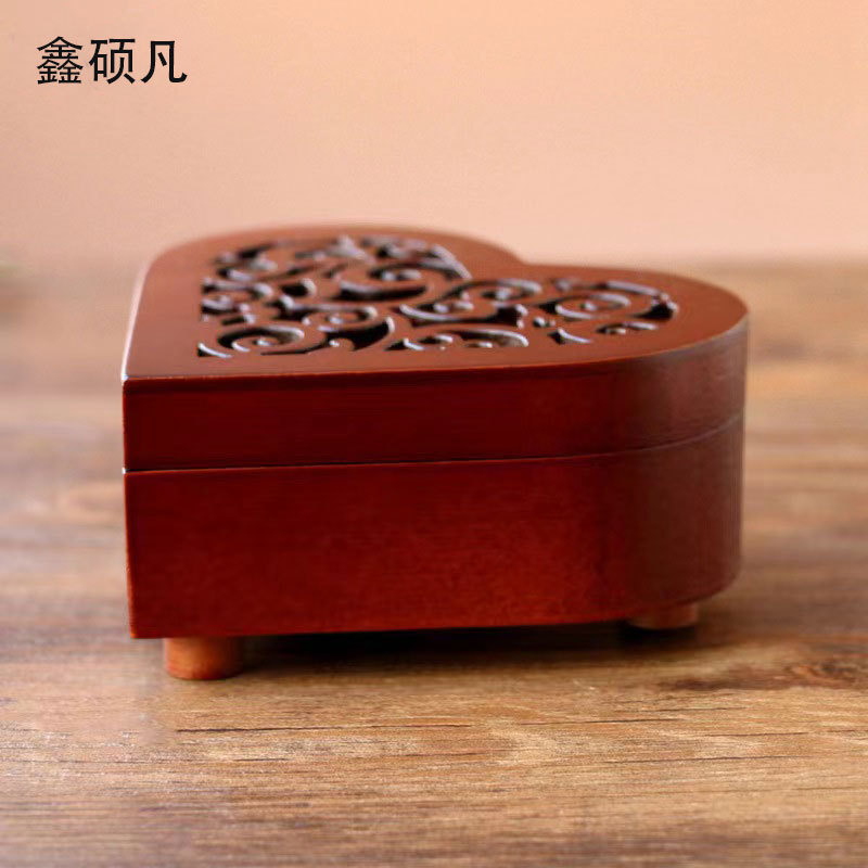 Xinshuofan retro reloj en forma de corazón caja de música de madera caja de música Sky City cañón regalo creativo regalo