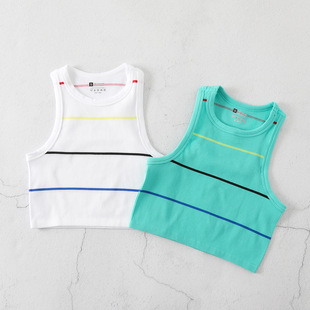 Cross-border Retro American Color Striped Knitted Vest Women's Summer Inner Base Top Hanging Halter Strap Outer Wear