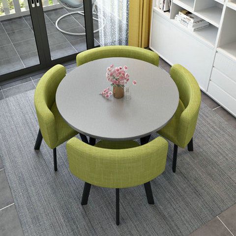 简约现代餐桌小户型家用餐桌椅桌椅洽谈组合客厅圆桌完全收纳餐椅|undefined