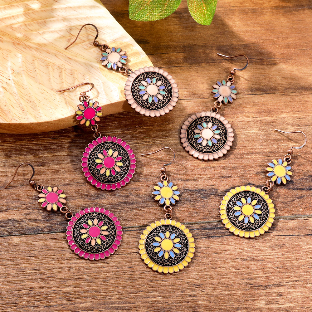 14g Weight Alloy Ear Needle Material Drop Earrings Classification 1 Pair Quantity Daily, Street Occasion Zinc alloy Material Geometric Pattern All Seasons Season Women's Gender Polished Finish Retro Style 1 Pair Retro Geometric Zinc Alloy Drop Earrings 16