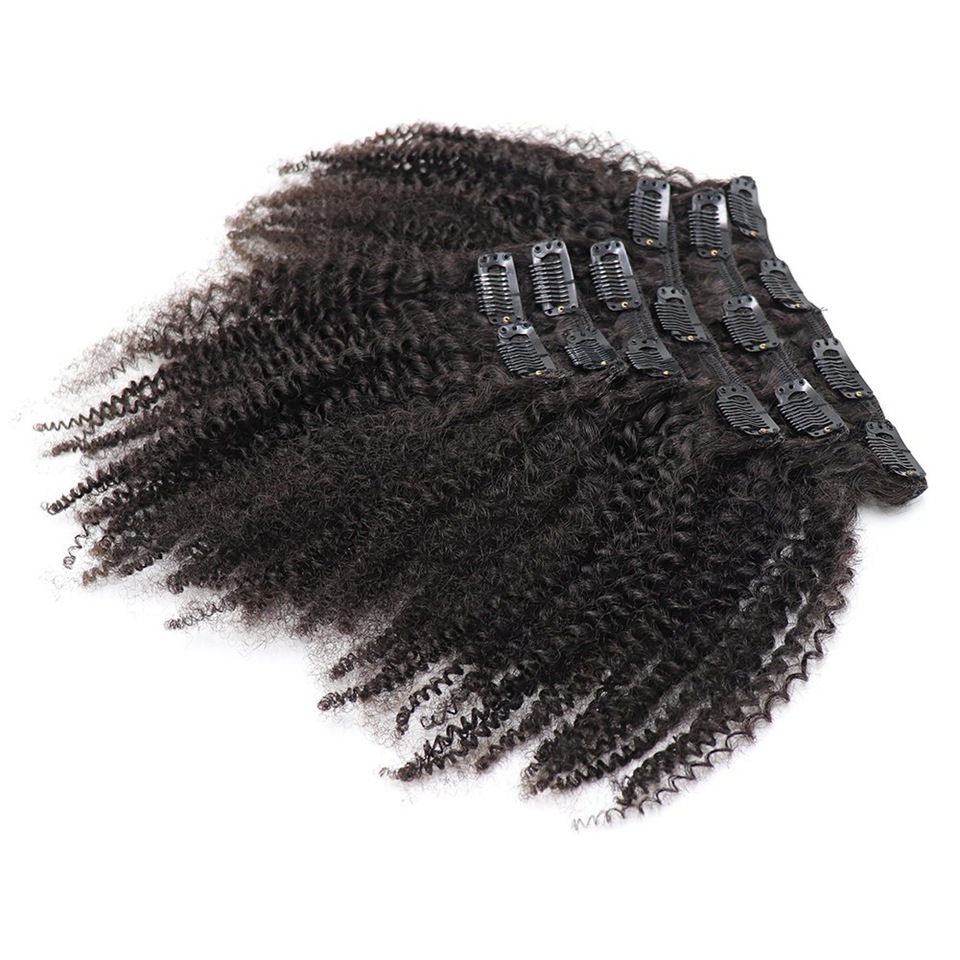 Clip de la vida real del pelo del clip Afro rizado en extensiones Xuchang transfronterizo peluca pelo