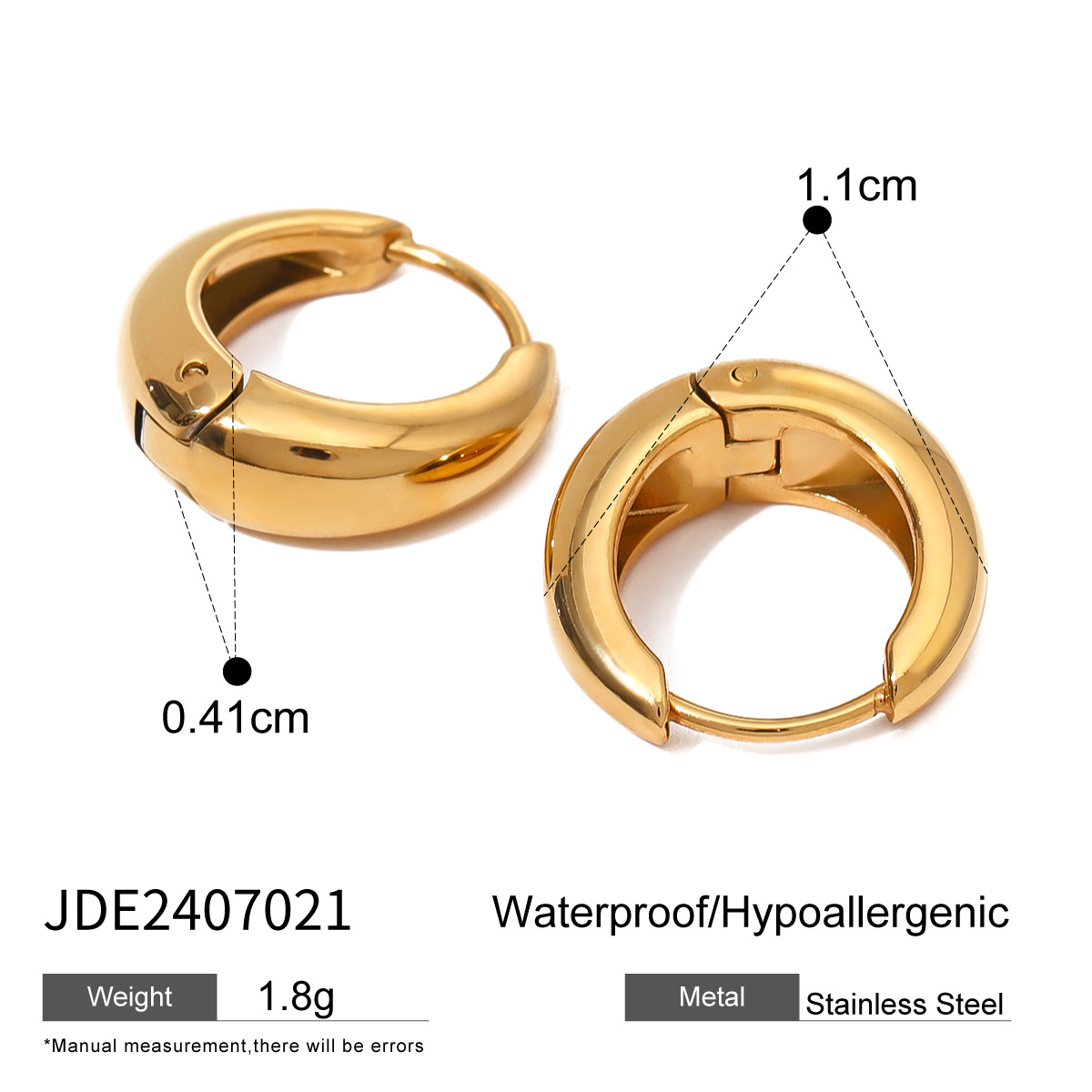 JEDING aretes de círculo de acero inoxidable europeos y estadounidenses aretes de alta calidad 18k de oro titanio aretes de acero joyas de color transfronterizas