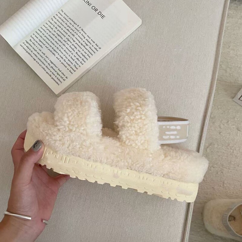 Henan Sanpo Sheepskin Integrated Slippers for Women, Wool Home Cotton Shoes, Non-Slip and Wear-Resistant Cotton Slippers, Teddy Two-Word Slippers