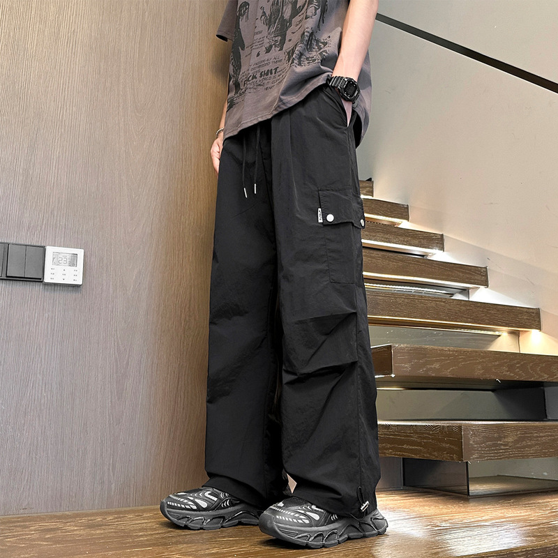 Work Pants for Boys, Summer Thin Style, Teenagers, Middle and High School Students, Ice Silk Quick-Dry Casual Sports Long Pants, Men's Clothing