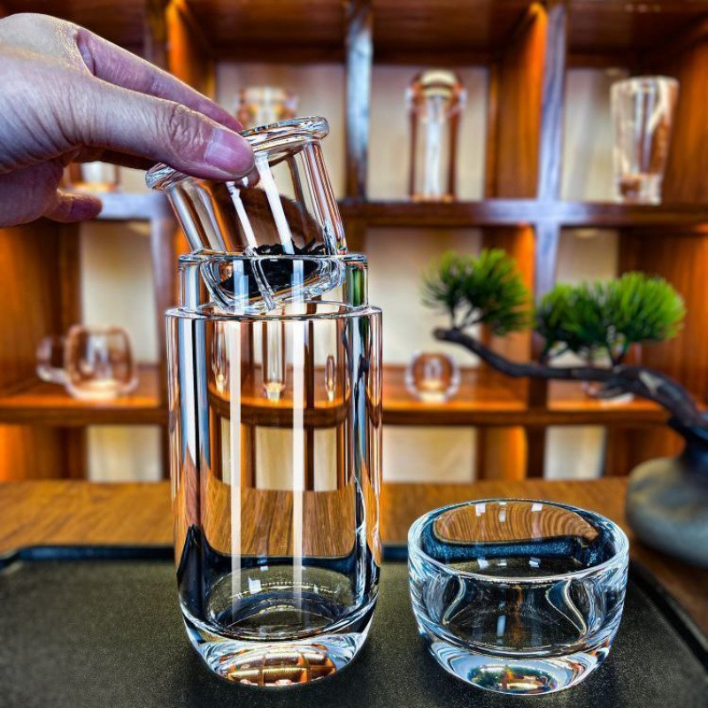 带水晶茶漏月牙天然原矿水晶杯盖杯一杯两用办公杯茶具高端茶杯子|undefined