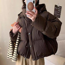 韩版连帽短款羽棉服冬季2024新款时尚小个子面包服加厚保暖外套