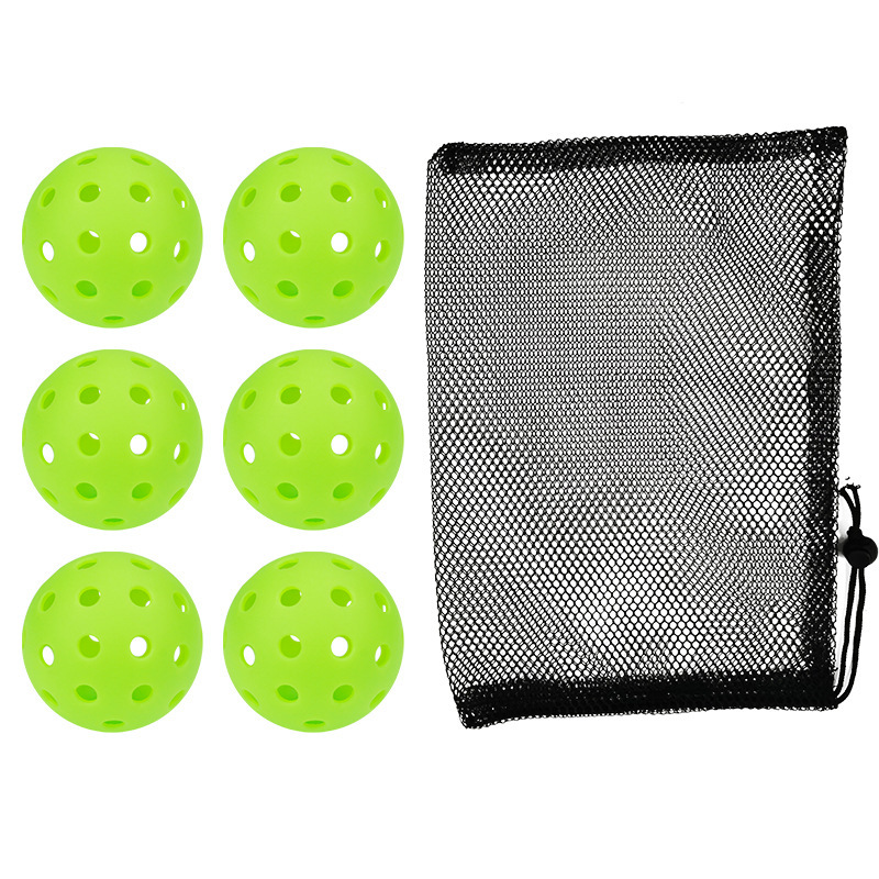 Pickleball74mm40穴26グラムプラスチック威浮洞球匹克球 + 黒網袋セット6個|undefined