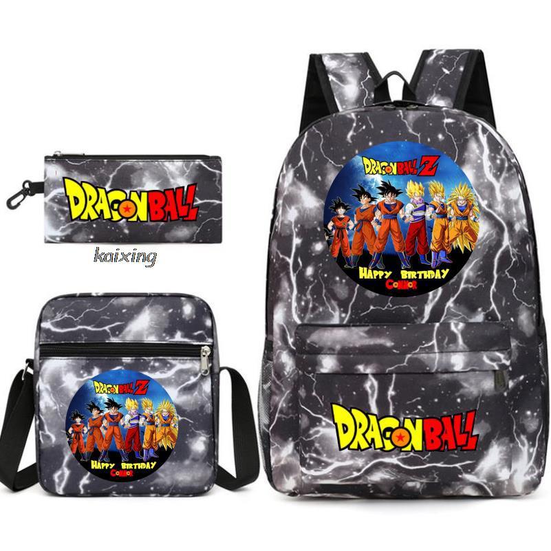 Juventud Dragon Ball mochila estudiante bolsa de hombro bolsa de viaje conjunto de 3 piezas