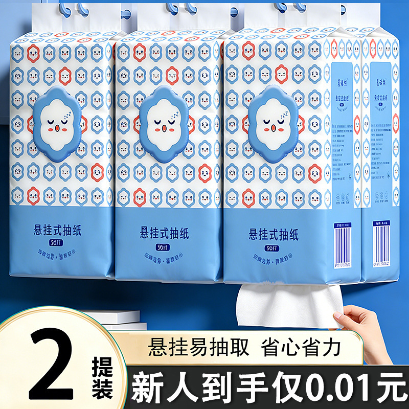 Exclusive for New Customers: 2 Large Hanging Tissue Boxes, Hanging Tissue Paper, Napkins, Household Economical Pack, Hand Wipes, Toilet Paper