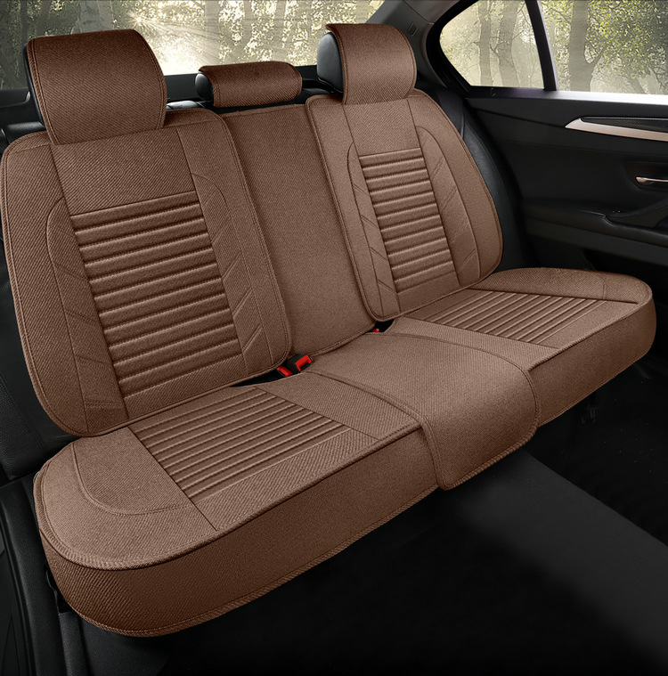 Car Seat Cushion Cover, Linen Full Surround Fabric Seat Cover, Universal for All Seasons, Summer Seat Cushion