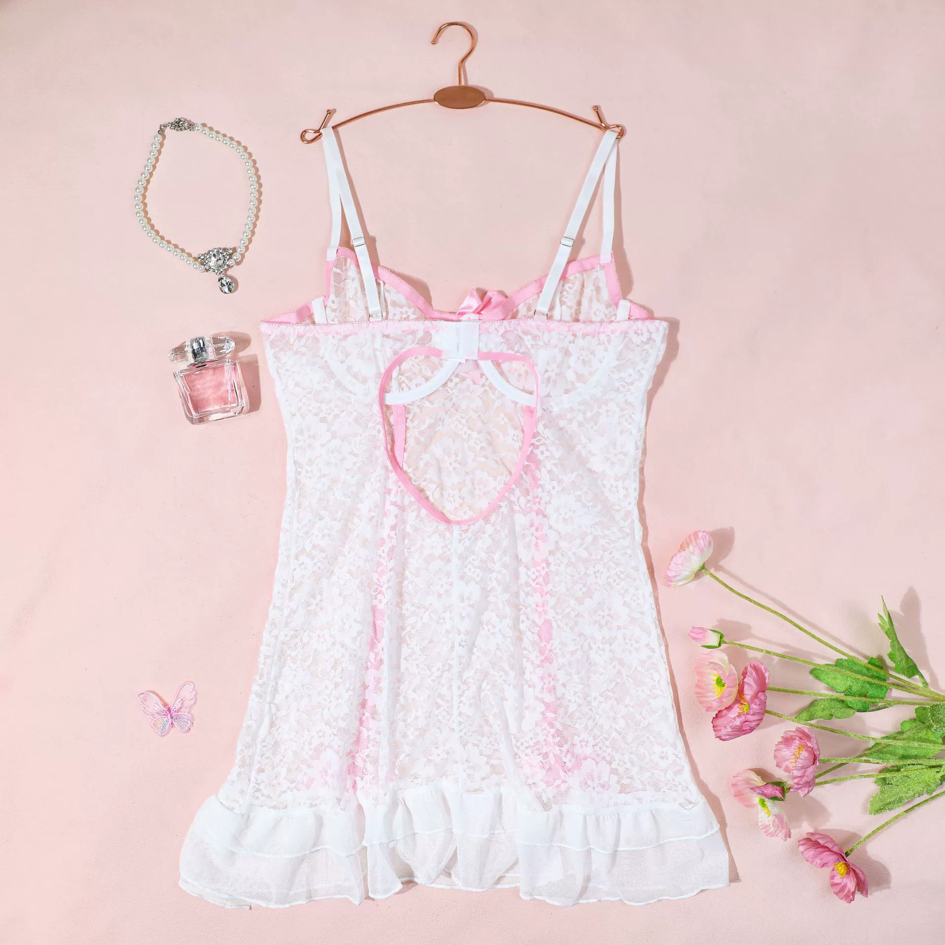 Белье, сексуальная slip-dress, комплект, (Cross-border trading), открытая спина