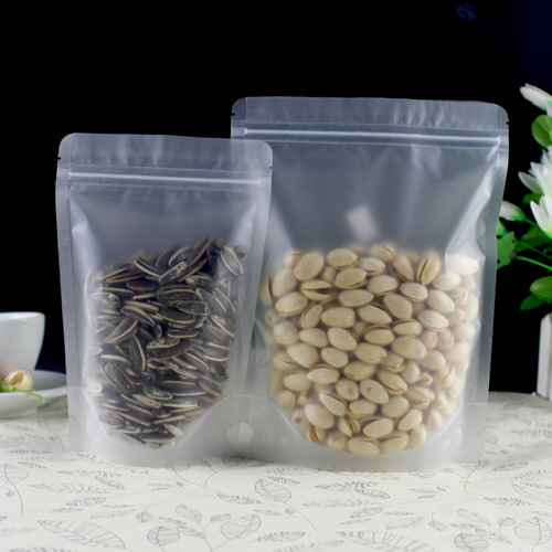 Frosted self-standing ziplock bag thickened transparent packaging bag wholesale dried fruit flower tea food plastic packaging bag sealing bag