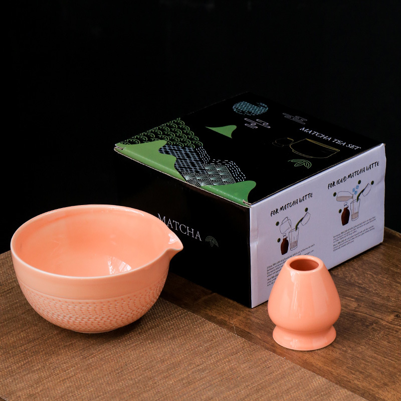 新品日式抹茶茶具抹茶碗跳刀茶筅立小套装彩盒哑光釉手工礼盒陶瓷