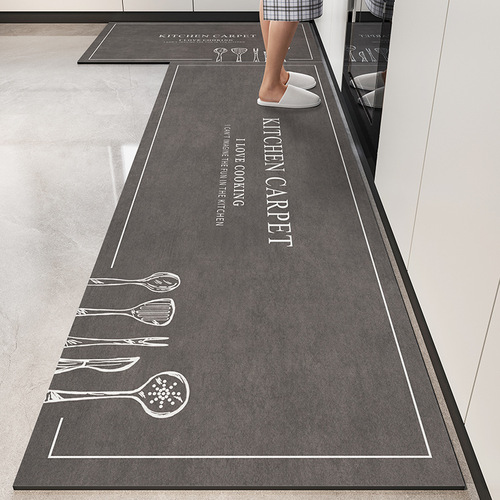 Kitchen mat, durable and slip-resistant mat, water-absorbent foot mat, easy to clean, household daikin mud carpet, geometric pattern