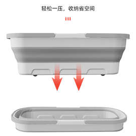 D8T7可折叠拖把桶长方形拖地拖布家用大号储水塑料桶洗平板拖把盆