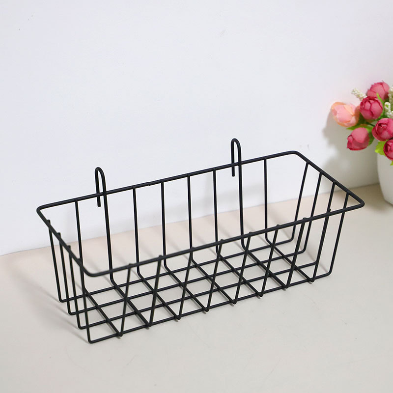 Grid small hanging basket wrought iron wall hanging rack bathroom bathroom wall hanging storage shelf kitchen storage rack