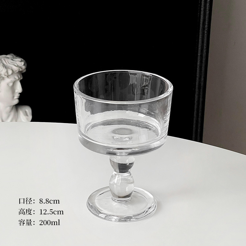 限定氛围感中古酒杯玻璃高脚杯香槟杯葡萄酒杯ins饮品杯冰淇淋杯|undefined