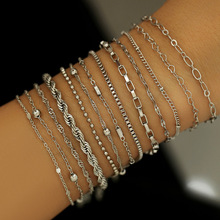 跨境热销时尚高级感女士多层叠戴手链套装爱心麻花链设计百搭手饰