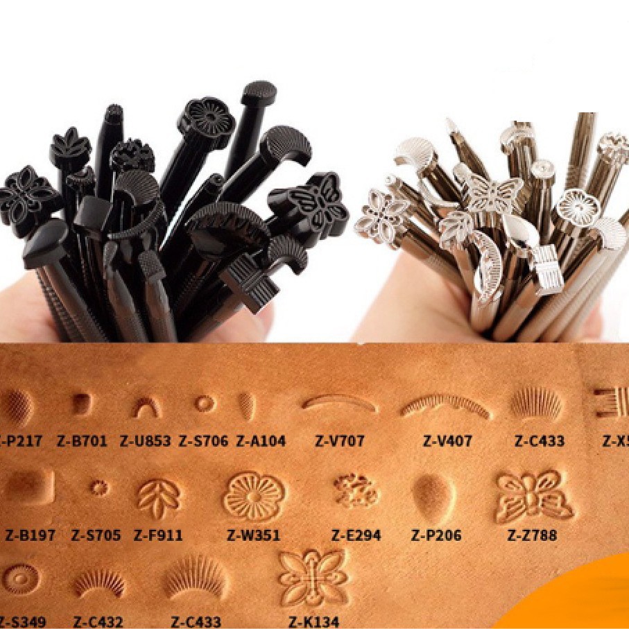 金雕皮雕印花工具套装20件套皮革工具套装手工手缝皮艺制作植鞣革