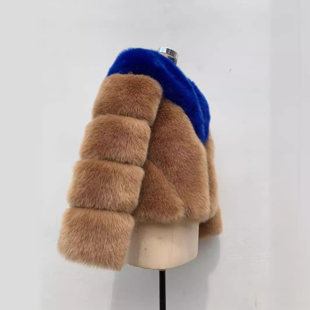 Abbigliamento donna autunno e inverno nuovo cappotto di pelliccia da donna abbinato al colore cappotto caldo spesso in pelliccia di volpe casual_voghion.com