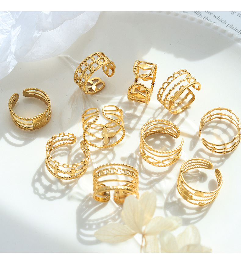 Fashion Letter Titanium Steel Open Ring Plating Stainless Steel Rings