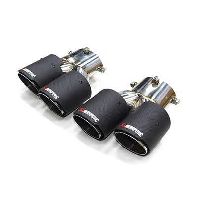 Car muffler M240M340M440i modified four-outlet exhaust - carbon-fiber-matte-surface-silver-1-pair