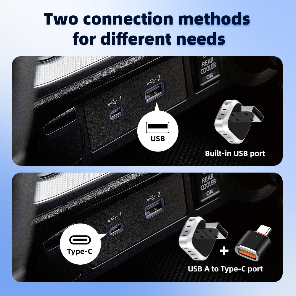 Car infotainment upgrade connectivity box: wired to wireless CarPlay and Android Auto 2-in-1 car navigation adapter