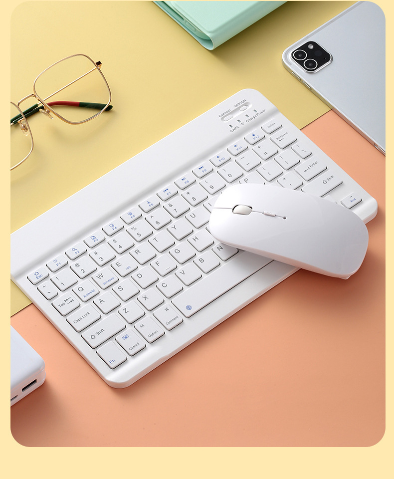 Kablosuz Bluetooth klavye 10 inç üç sistem uyumlu İspanyolca/Rusça/Tayca/Geleneksel Çince fonetik tablet