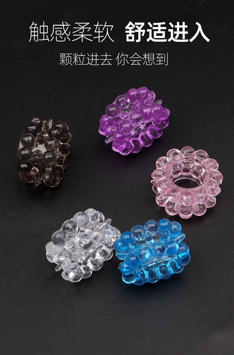 Silicone Sheep Eye Textured Penis Ring, Purple Soft-Touch Manual Cock Ring — detail image 7