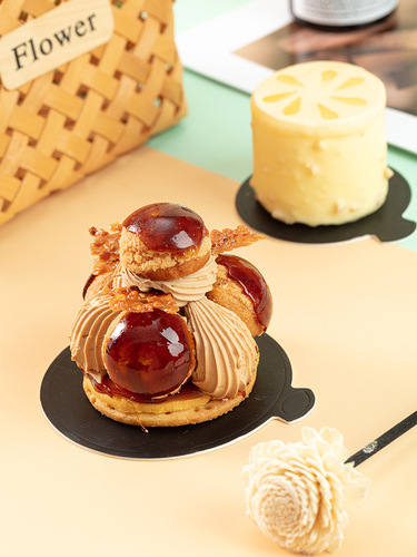 2-inch 3-inch round French bottom tray dessert spacer mousse bottom thick white black silver gold small cake paper tray
