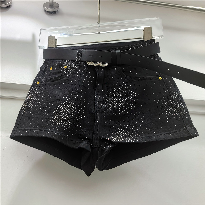 Pantalones Cortos de Mezclilla con Pedrería Brillante para Mujer