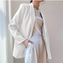 小西装外套女潮ins秋新款韩版学生宽松复古Chic显瘦休闲白色西服