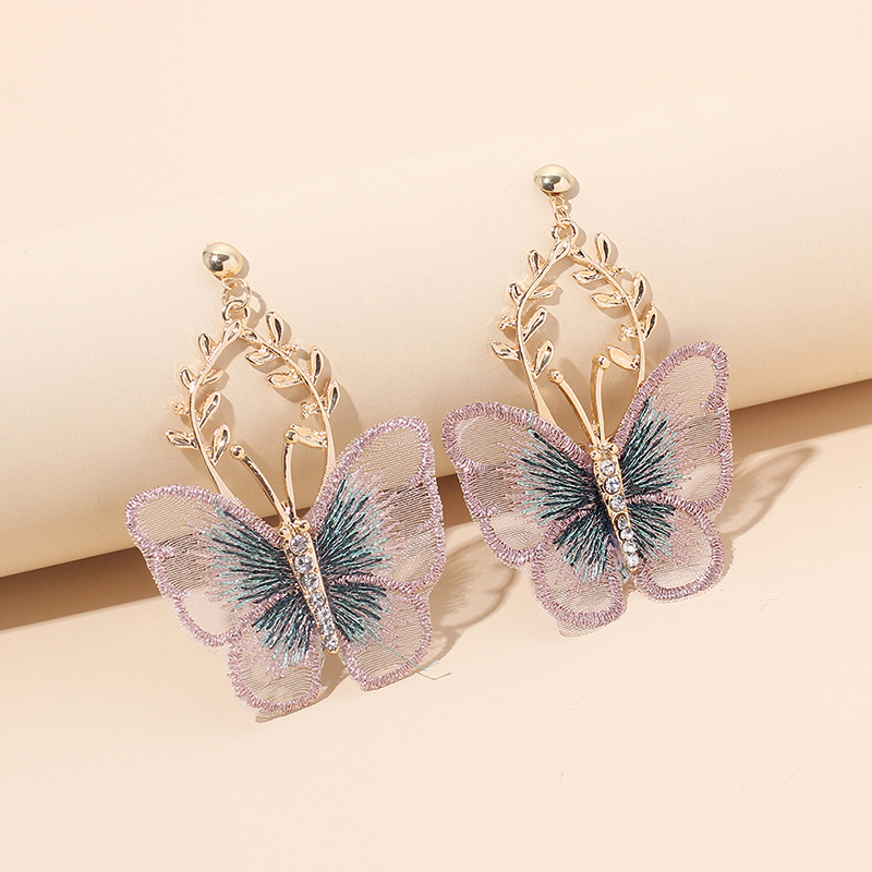 Pendientes De Mariposa De Encaje De Metal De Moda Al Por Mayor display picture 6