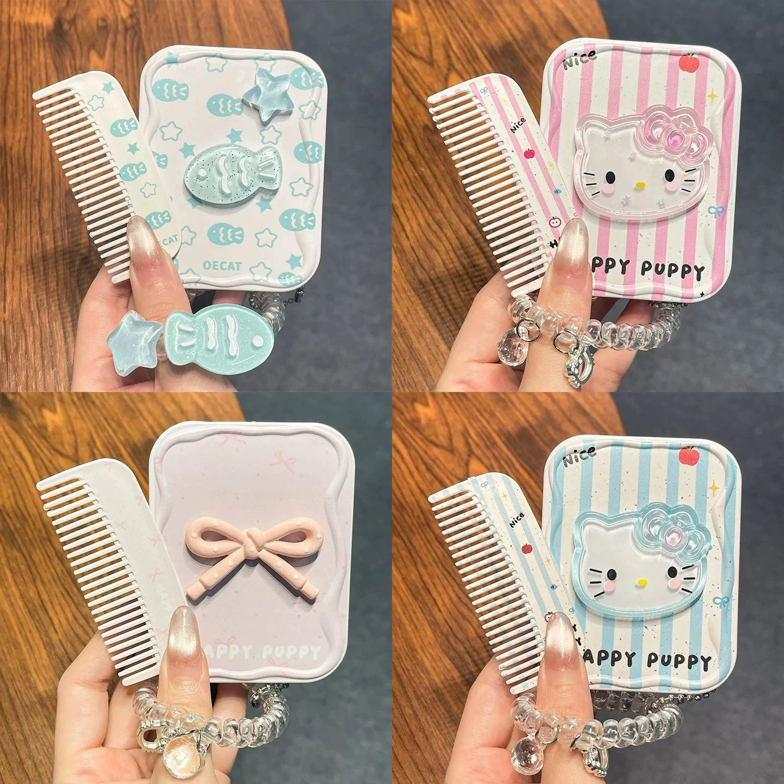 Привет Китти, Hello Kitty, милое портативное складное зеркало для студентов, 2 в 1