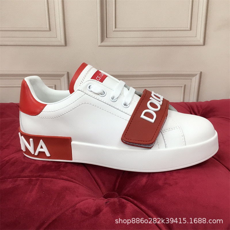 De gama alta de lujo D de cuero genuino de los hombres de moda DG deportes zapatillas de deporte casuales zapatos bajos de los hombres de comercio exterior zapatos de cuero de las mujeres de moda