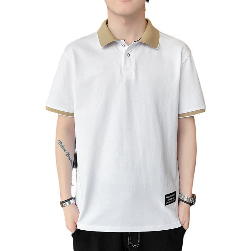 Camiseta polo para hombre casual, camiseta de manga corta con solapa, moda para hombre, marca de tendencia suelta japonesa de media manga estilo Harajuku