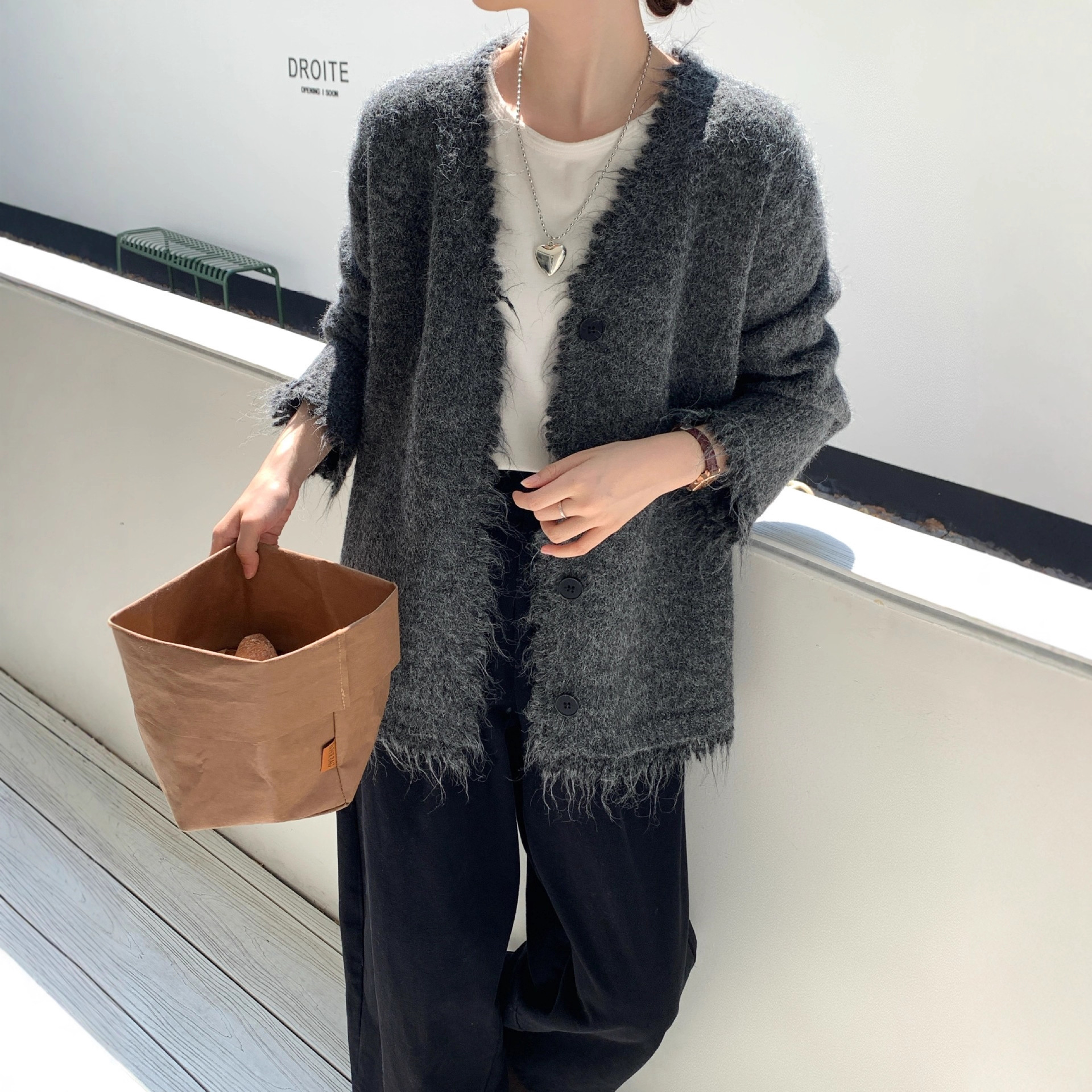 Korean Style Soft and Fluffy Sweater Cardigan for Women 2025 New Autumn and Winter Lazy Loose Warm Long-Sleeved Knitted Jacket