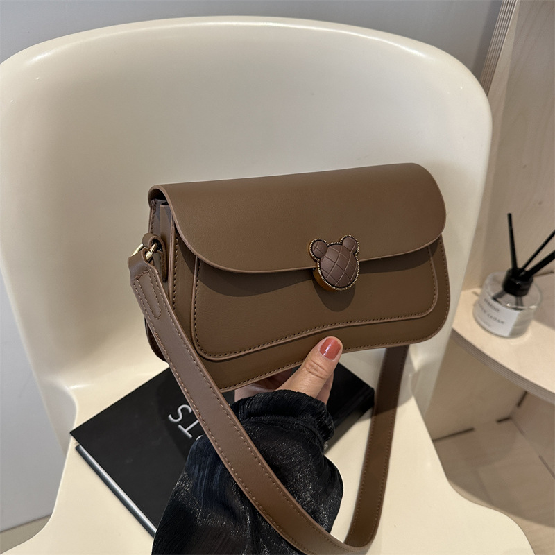 復古時尚純色小包包2024新款潮韓版女單肩斜挎ins百搭洋氣小方包