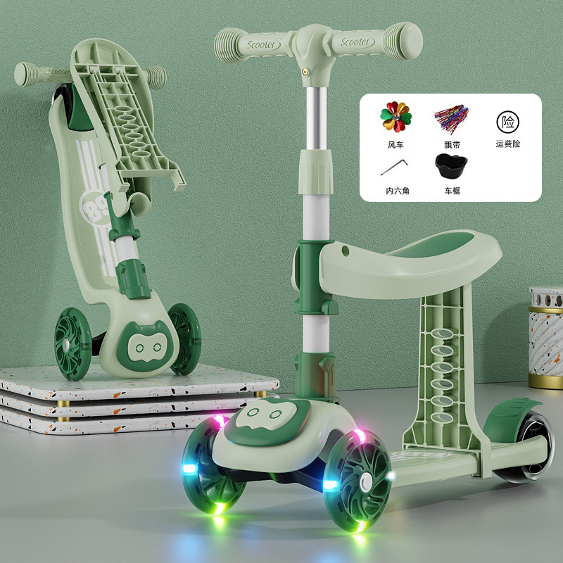 El nuevo Scooter para niños con asiento puede sentarse y deslizarse tres en uno niños y niñas de tres ruedas 1-2-3-5-6 AÑOS NIÑOS