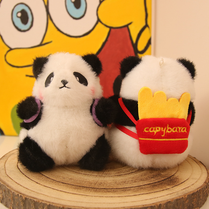 Linda muñeca panda pequeña muñeca de peluche colgante llavero mochila joyería muñeca de juguete regalo de cumpleaños al por mayor