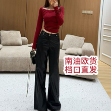 【南油小奈儿高端女装】26新款时髦小众设计感百搭休闲皮阔腿裤
